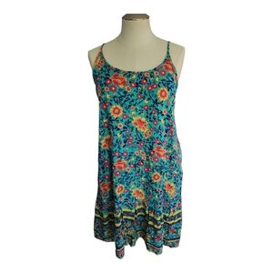 Qearal Floral Boho Sundress Spaghetti Strap Summer Dress Size S
